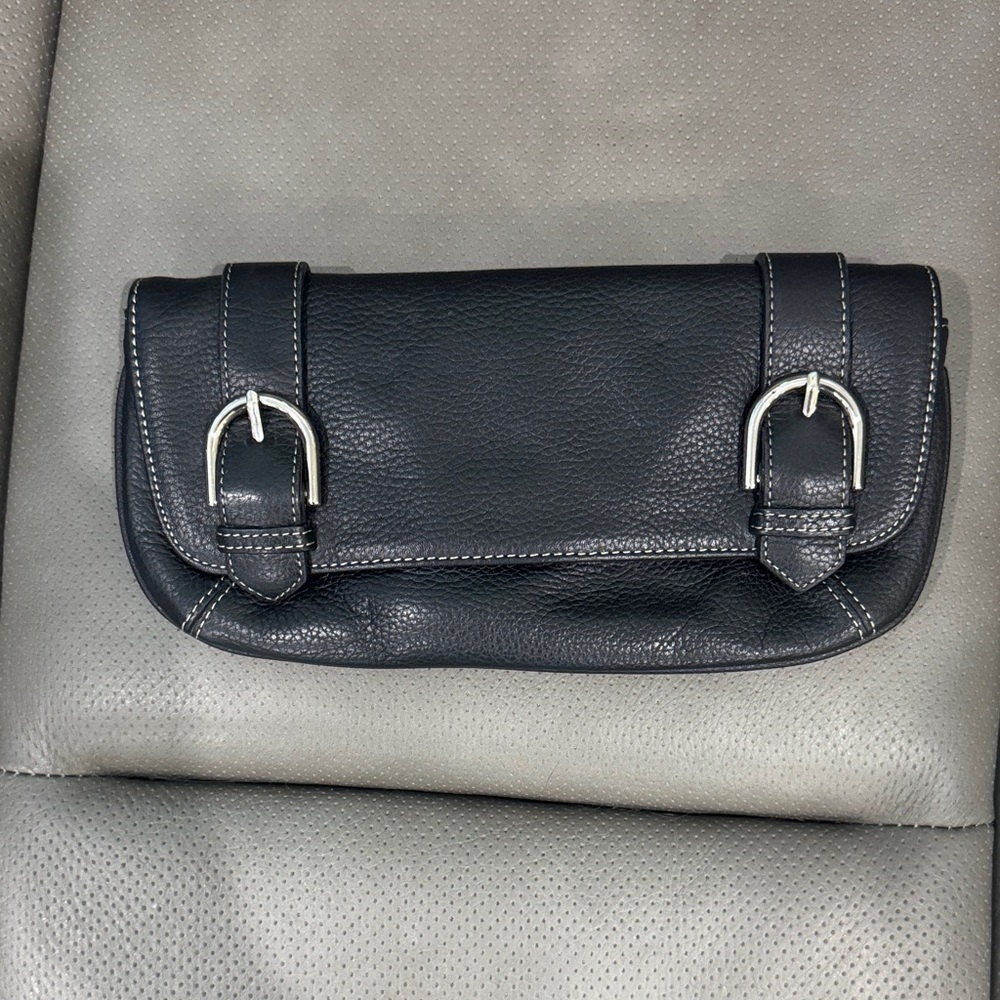 Ann Taylor Loft Elegant Black Leather Clutch